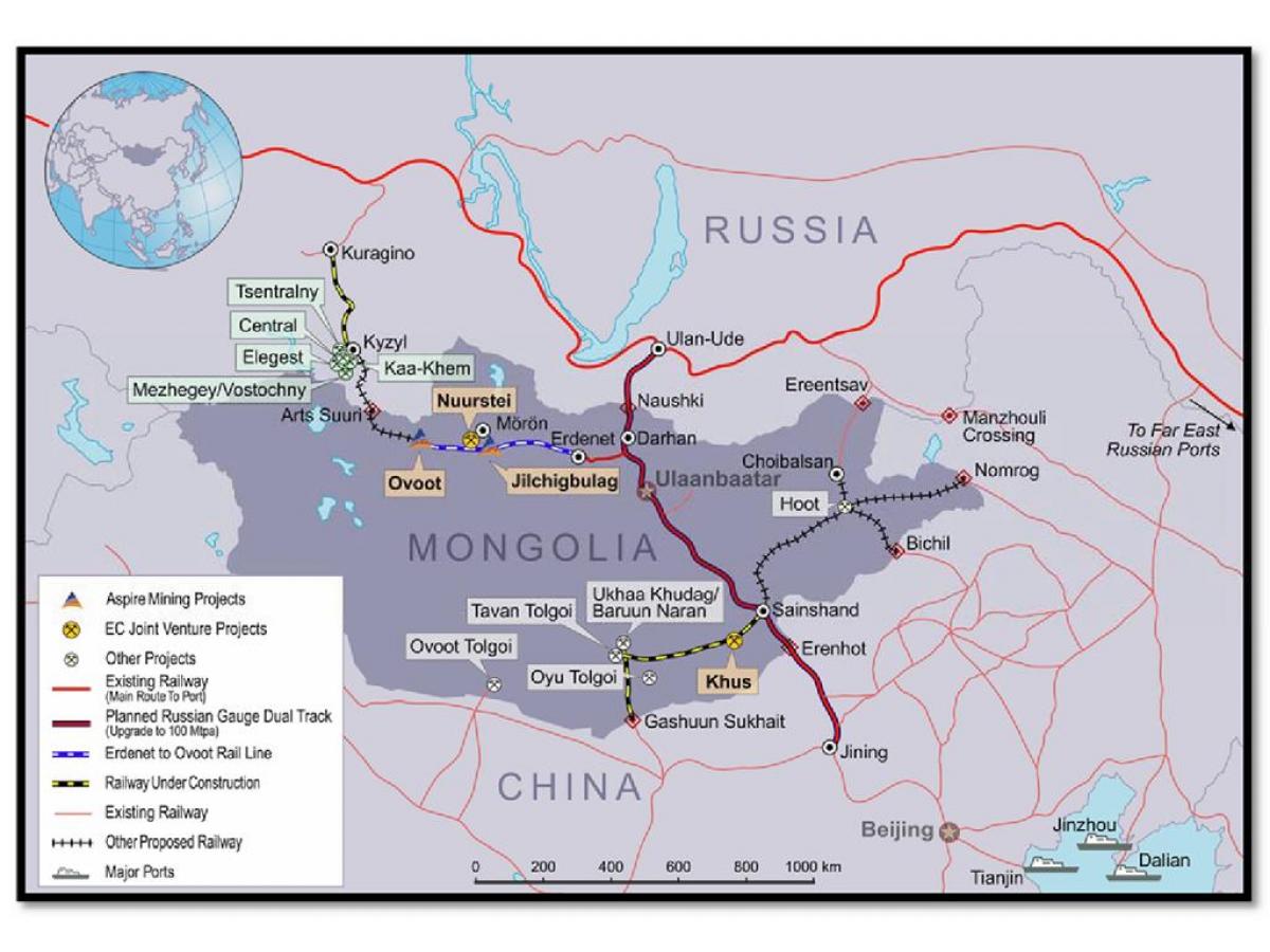 Mongolska kolej mapa