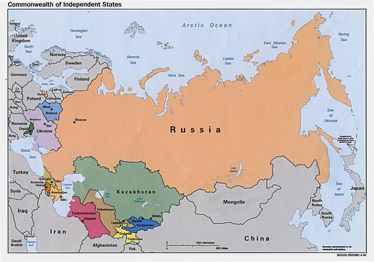 mapa Rosji, Mongolii