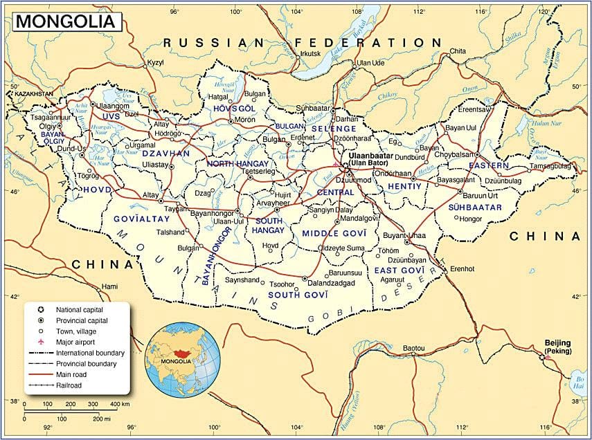 Mongolia mapa turystyczna