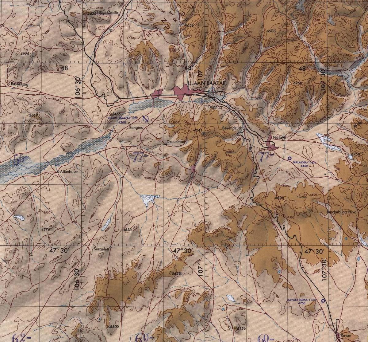 topograficzna mapa Mongolii