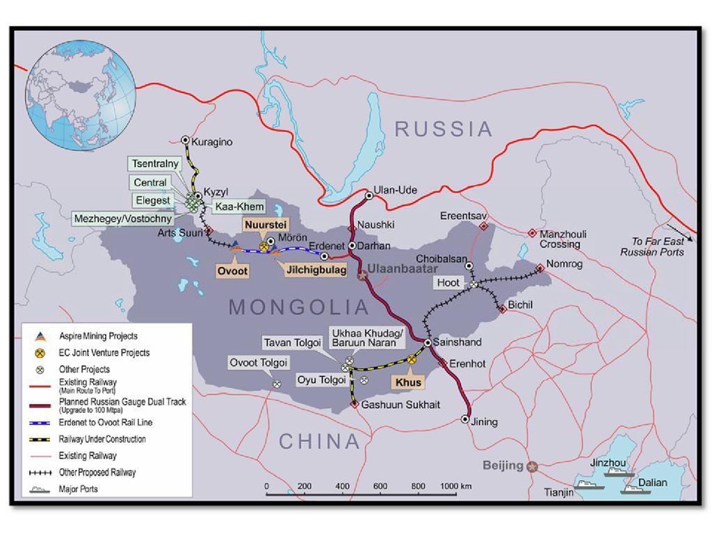 Mongolska kolej mapa