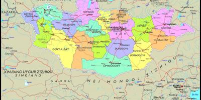 Fizyczna mapa Mongolii