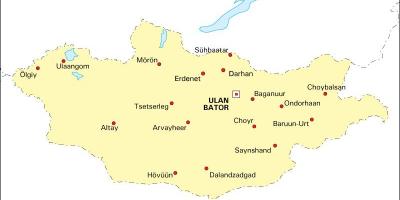 Mapa Mongolii z miastami