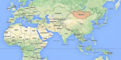 Mapa świata pokazująca Mongolii