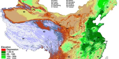 Mapa Mongolii wysokości